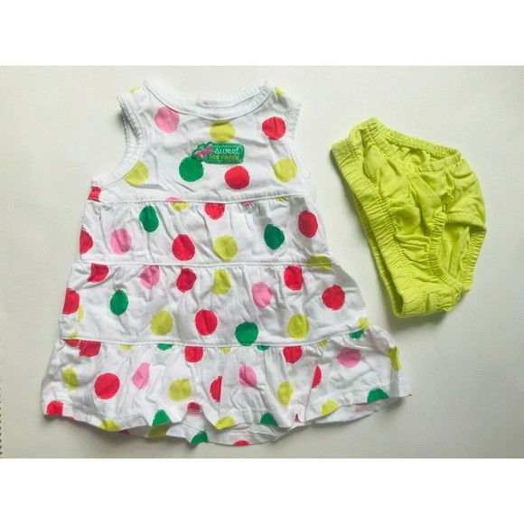Girls Size 3M 0-3 Months 2 Piece Carter's "Sweet Like Daddy" Polka Dot Dress, DC - Picture 1 of 6